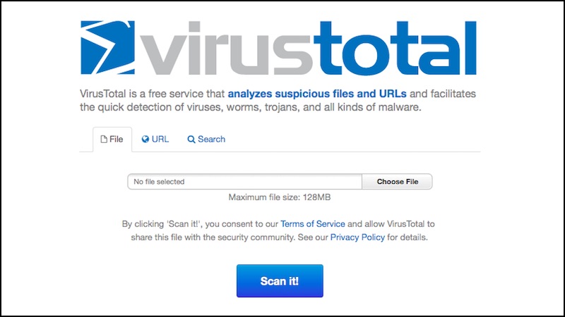 ImageFile: Virus total home