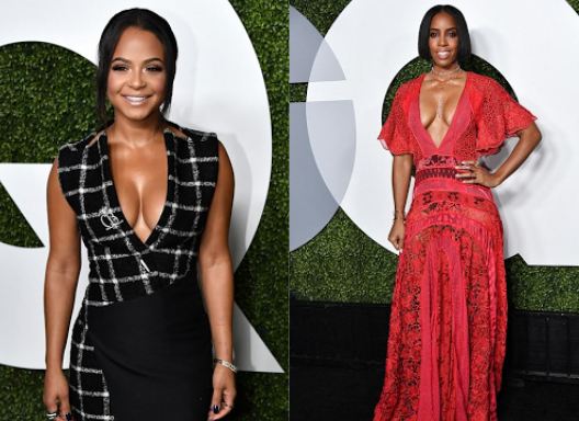 Kelly Rowland,Christina Milian display cleavage