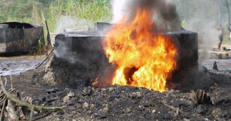 Navy destroys 40 illegal refineries in Delta
