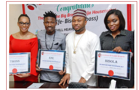 #BBNaija:Efe, Bisola get plots of land from Tonto Dike’s hubby