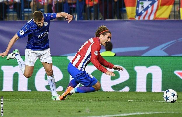 Atletico Madrid penalty was 'guess' by referee- Leicester boss