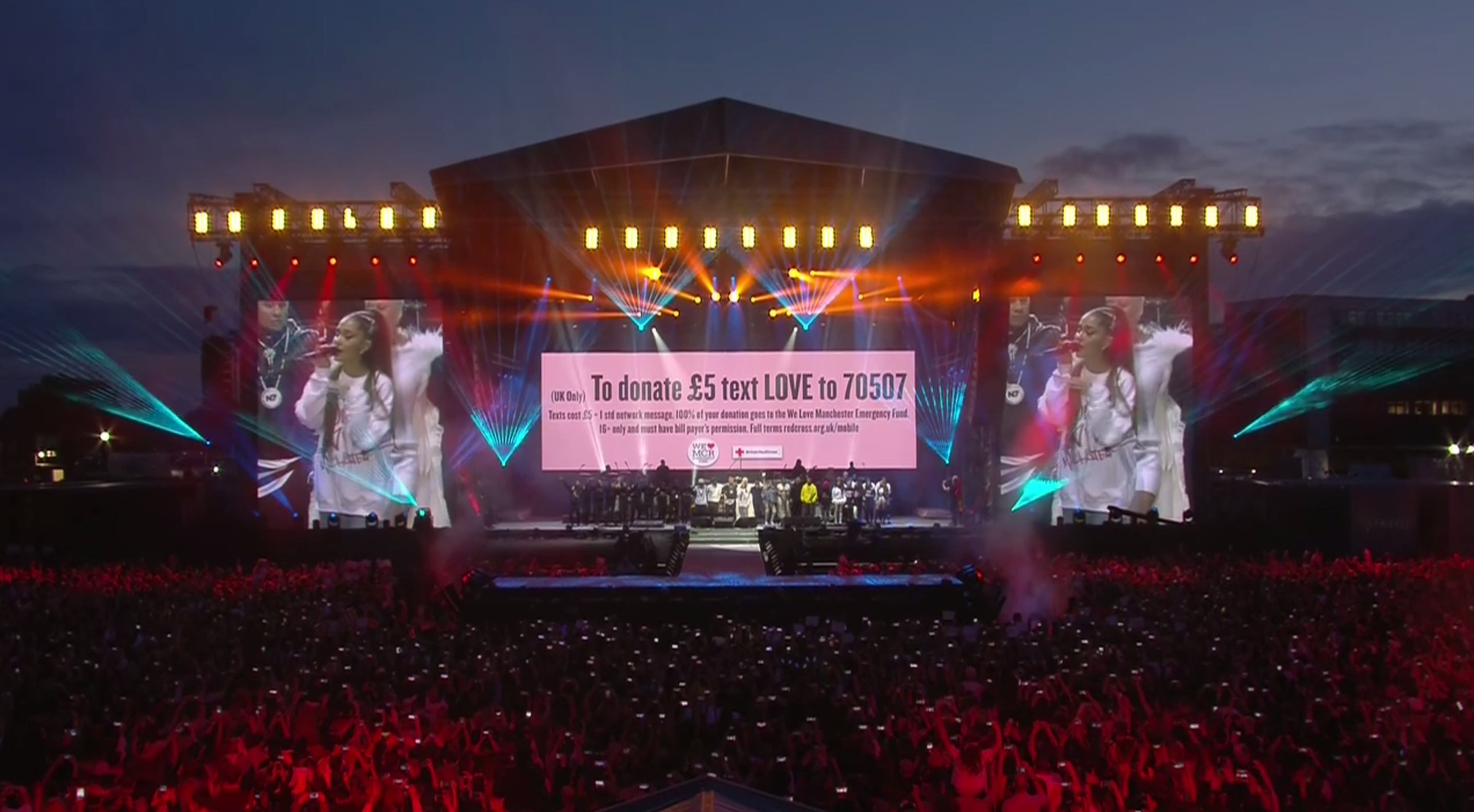 Ariana Grande breaks down in tears at One Love Manchester