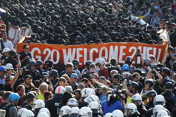 JUST IN: Protesters clash with police outside G-20 summit in Hamburg