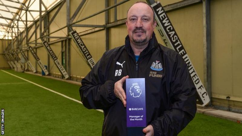 EPL: Rafael Benitez wins manager of the month