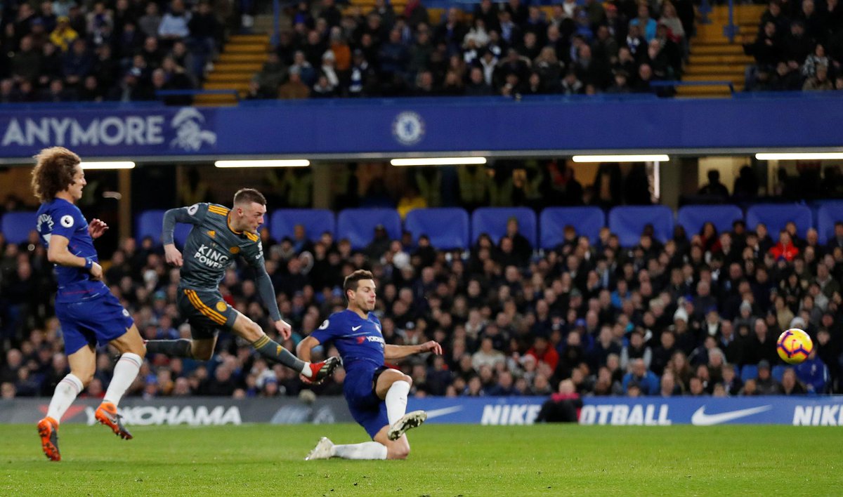 EPL: Vardy scores as Leicester shock Chelsea at Stamford Bridge