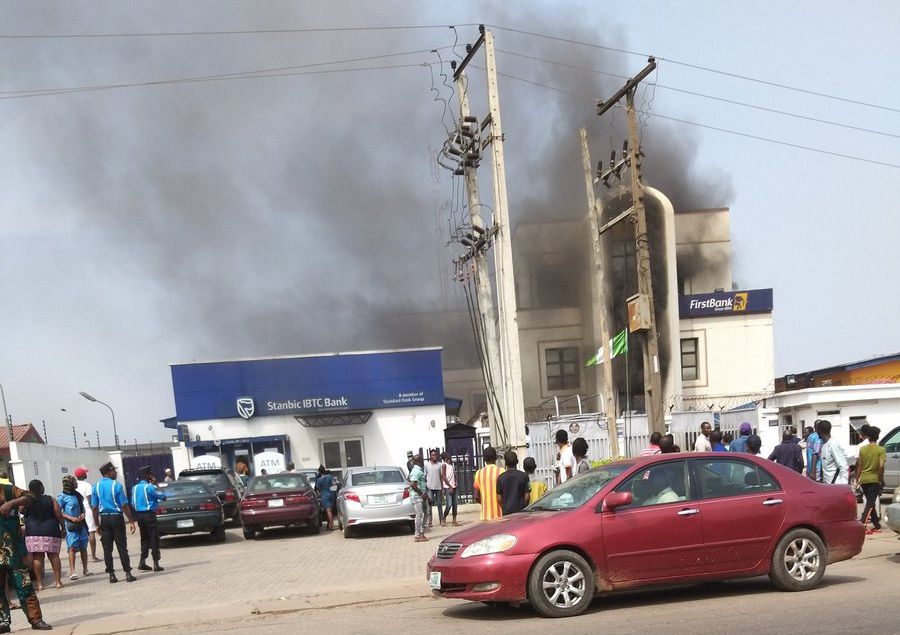 Just In: Fire razes First Bank branch in Agege