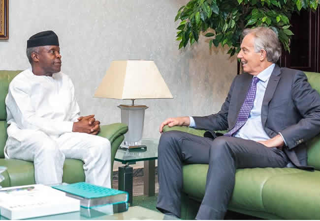 [Photo] Osinbajo receives former UK Prime Minister, Tony Blair in Abuja