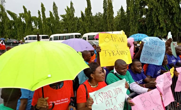 Dokpesi, others storm NASS over clampdown on AIT, media by NBC [Photo]