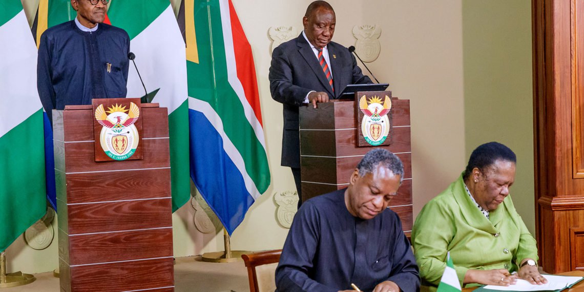 Xenophobia: Buhari, Ramaphosa sign 32 bilateral agreements, MoU