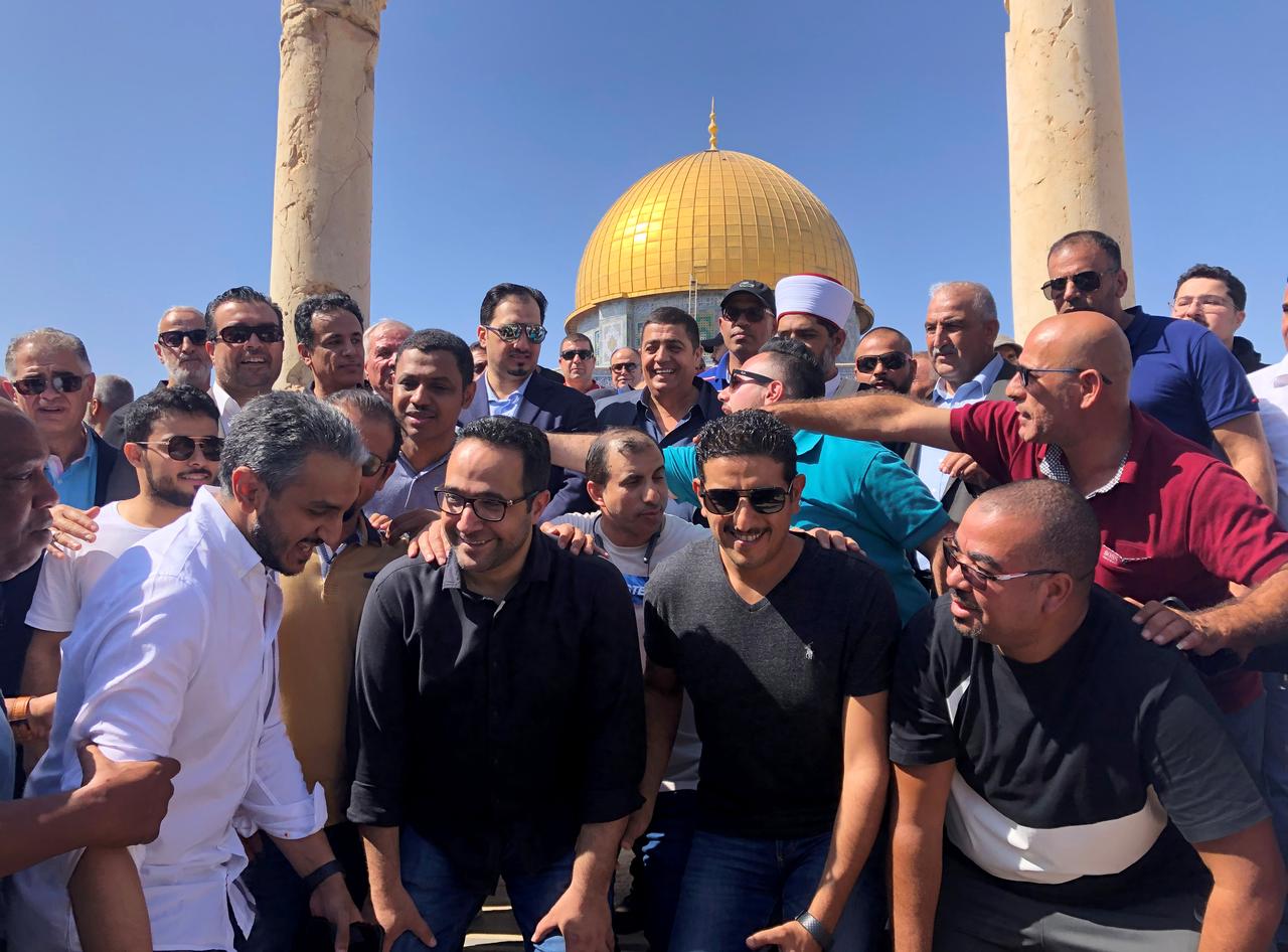 Saudi football players visit Jerusalem Muslim holy site
