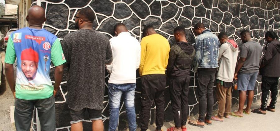 Photo: EFCC arrests 10 internet fraudsters in popular Lagos estate