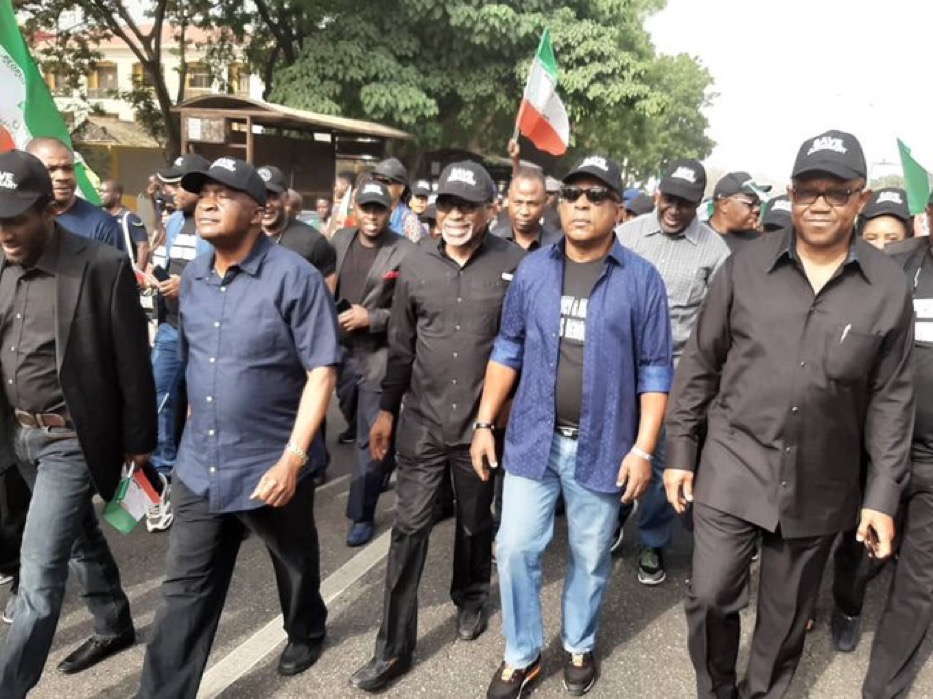 [BREAKING]Ihedioha’s sack: Secondus, Obi, Melaye, others lead PDP’s protest in Abuja