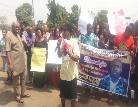 Kidnapped Staff: Unizik SSANU stages rally in Anambra