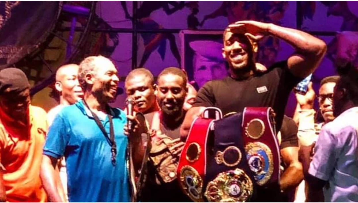 Anthony Joshua visits Afrika Shrine, prostrates to high priest Femi Kuti