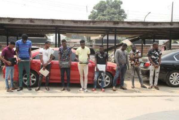Photo: EFCC arrests nine internet fraudsters with exotic cars in Lagos