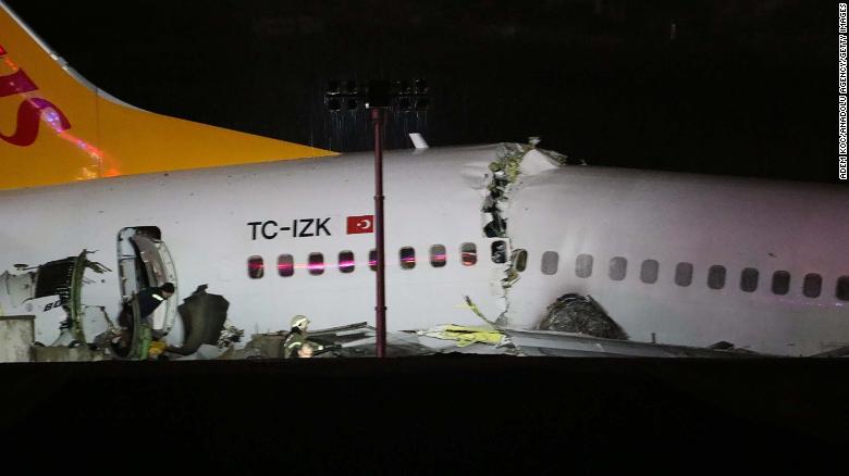 Plane slides off runway, catches fire at Airport