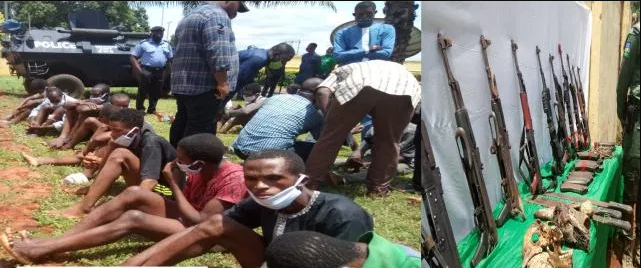 [SEE PHOTO] Police uncover IPOB training camps, arrest nine, recover human skulls, AK-47 rifles in Delta