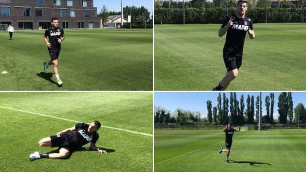 Sassuolo players run on empty pitches as Serie A training resumes