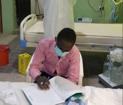 Photo News: COVID-19 positive student writes WASSCE in hospital ward