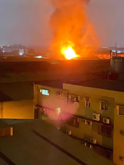 BREAKING: Fire guts Guinness Lagos warehouse