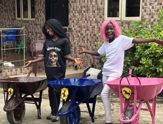 PHOTOS: Ikorodu Bois reenacts DJ Cuppy, Temi Otedola’s Ferrari shoot