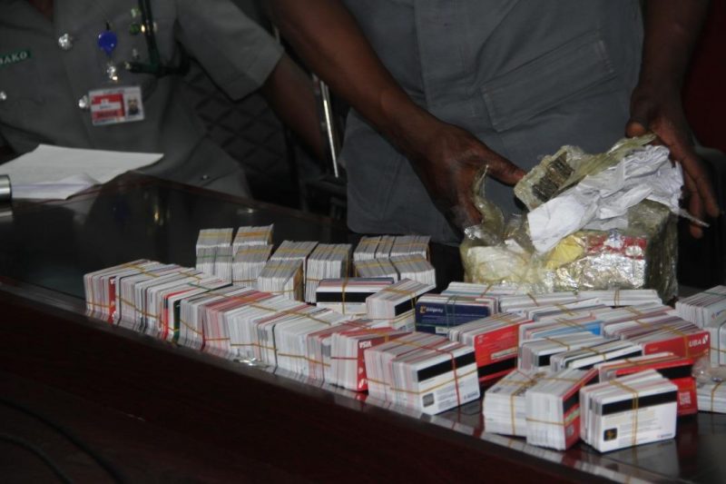 [Photos] Dubai-bound passenger arrested at Lagos airport with 2,886 ATM cards concealed in Noodles