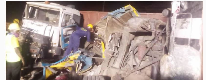 Sad! Two dead, four saved as trucks, tanker collide with commercial bus