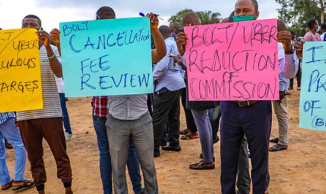 Uber, Bolt drivers protest in Abuja