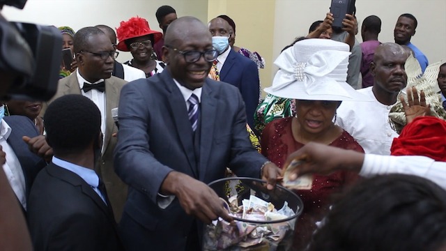 Edo poll: Ize-Iyamu returns to church, holds special thanksgiving for ‘successful election’ [Photo]