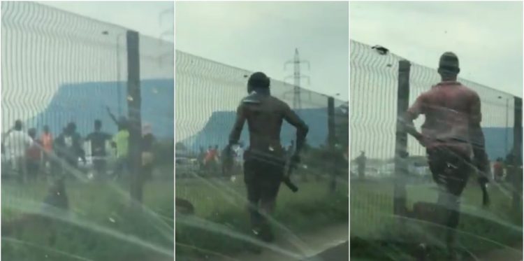 JUST IN: Pandemonium in Mile 12 as hoodlums vandalise BRT buses, loot shops