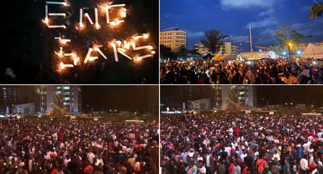 #EndSARS (+ Video): Protesters hold massive candlelight vigil for victims of police brutality