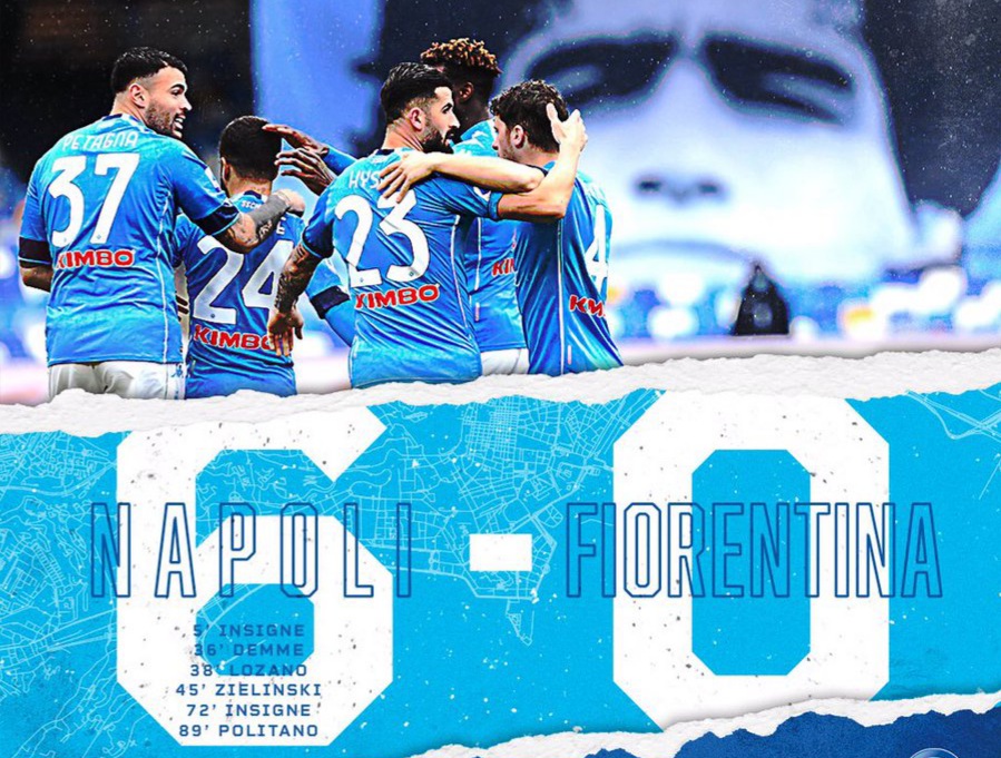 Napoli smash 6 goals past Fiorentina to go third in Serie A