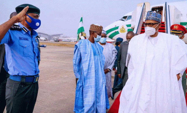 Amidst speculations of replacement, IGP Adamu welcomes Buhari back to Abuja