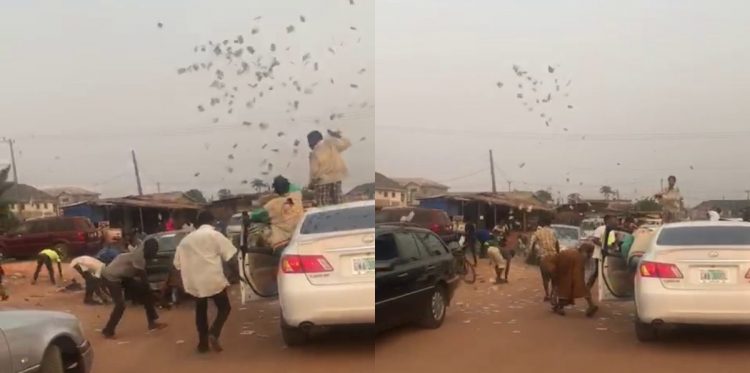 Trending video: Money rain in Benin as suspected ‘Yahoo Boys’ throw Naira notes in the air