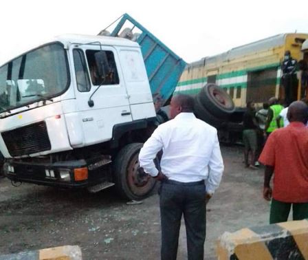 Train collides with truck in Lagos