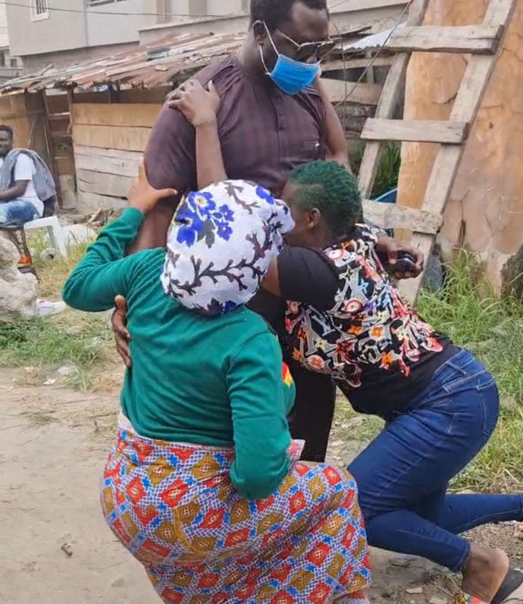 Nigerians react as Toyin Abraham, Mercy Johnson kneel to greet husband