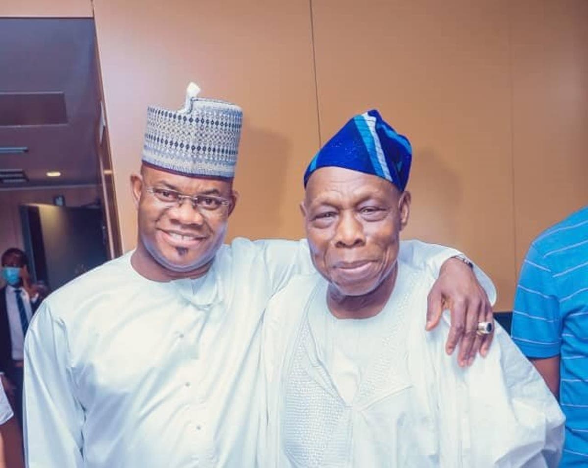 Photo: Obasanjo, Yahaya Bello meet in Abuja