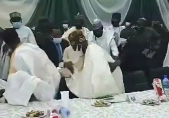 BREAKING: Tinubu rescued from falling in Kaduna after misstep [VIDEO]
