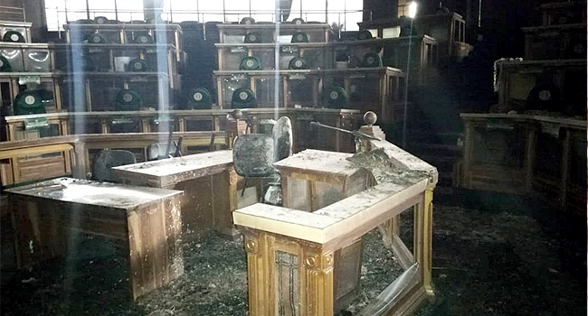 Photo: Katsina Assembly gutted by fire, Speaker’s seat burnt to ashes