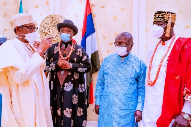 ‘We have no secessionist agenda’, Ijaw leaders tell Buhari in Aso villa
