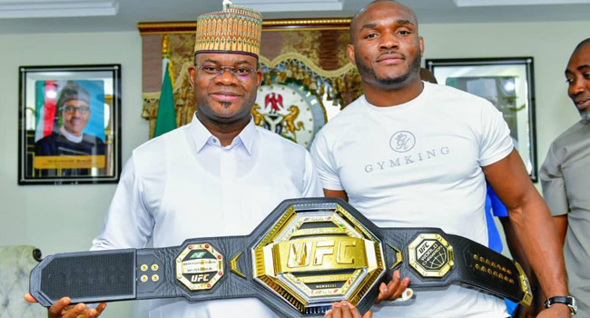 Photo: UFC Champion Kamaru Usman visits Governor Yahaya Bello