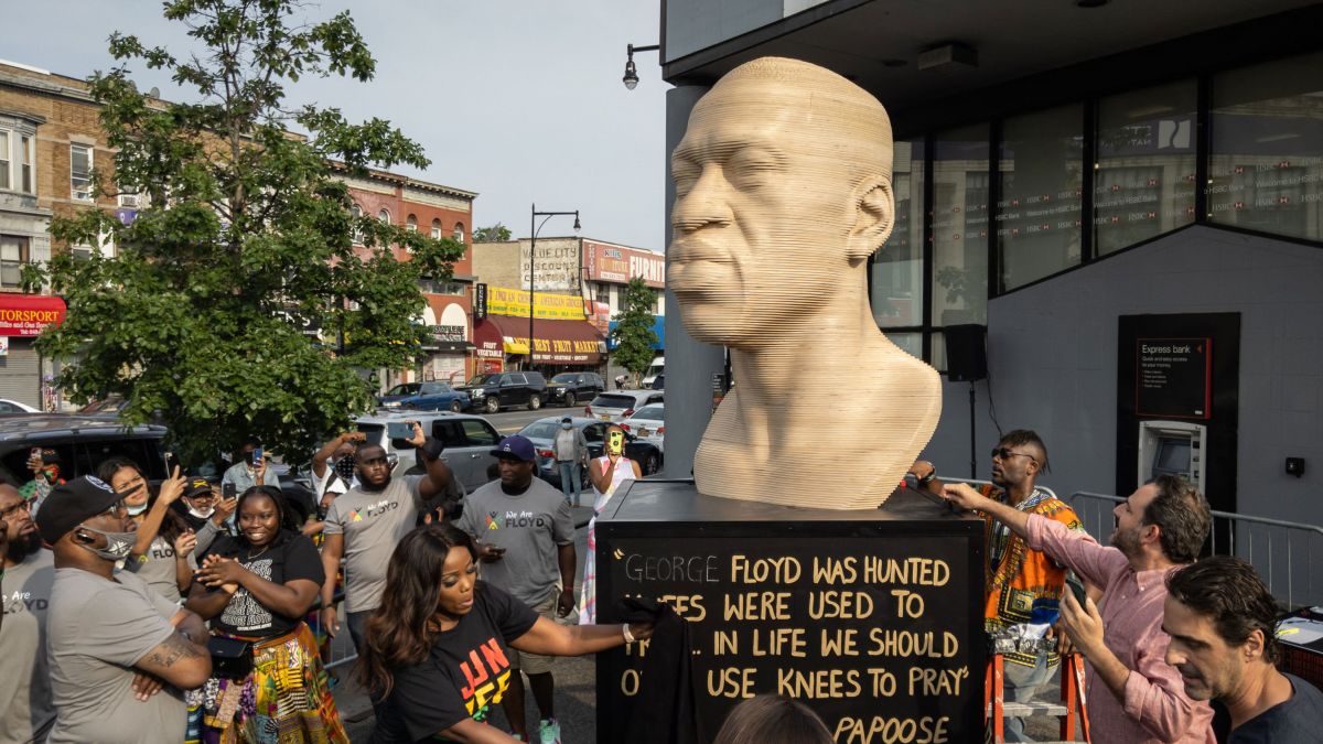 George Floyd statue disfigured less than a week after unveiling in Brooklyn
