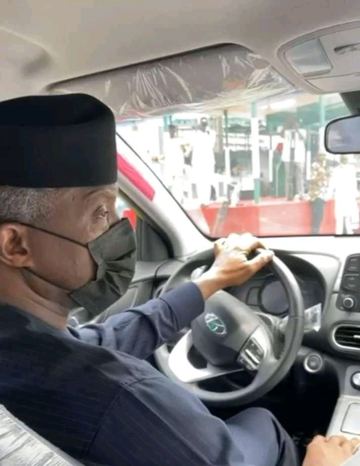 VP Osinbajo test drives Nigeria’s first electric car