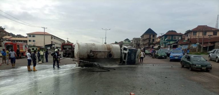 Residents escape death as diesel tanker fall in Abeokuta