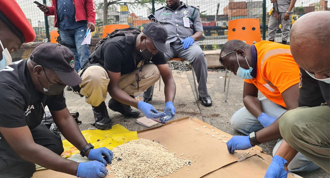 Photo: Customs, NDLEA, DSS uncover, seize prohibited hard drugs concealed in imported machines at Apapa port