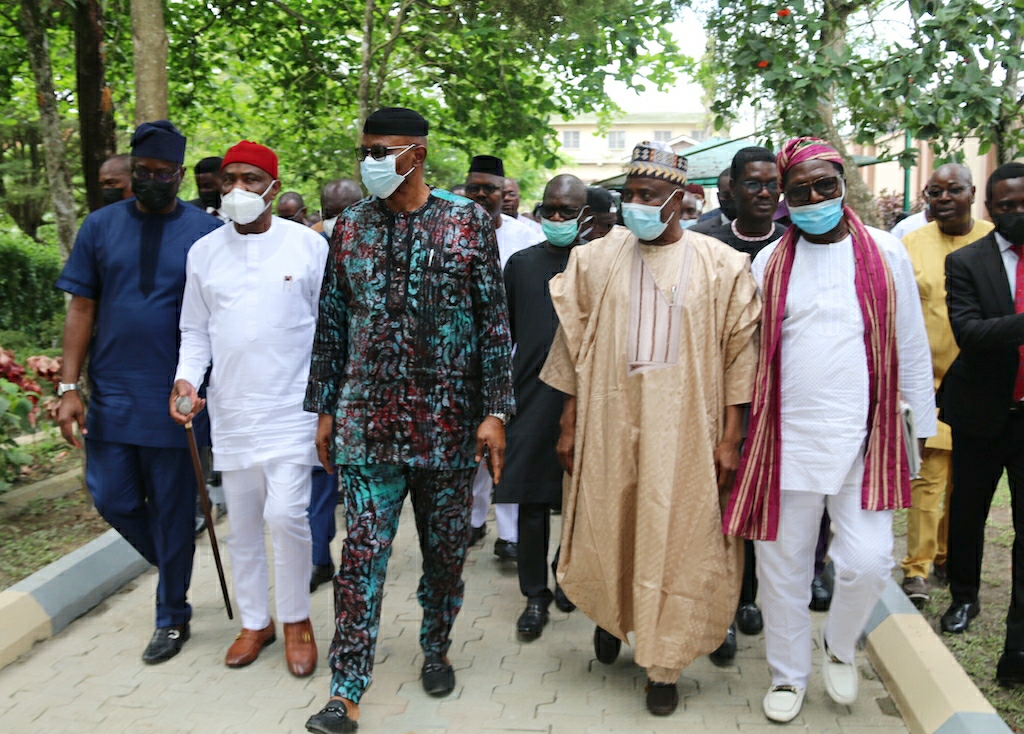 2023 romance: Makinde, Wike, two other PDP governors meet Mimiko in Ondo [+ Photos]