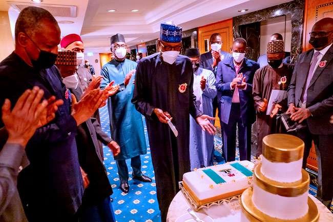 ‘I thought I will escape this’, Buhari reacts as ministers, aides surprise him with birthday cake in Turkey [Photos]