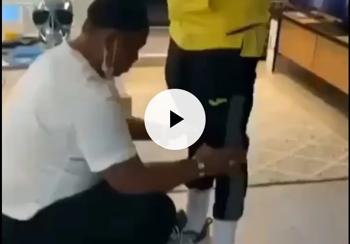 VIDEO: Watch Chukwueze receive prayers from mum before heading for AFCON