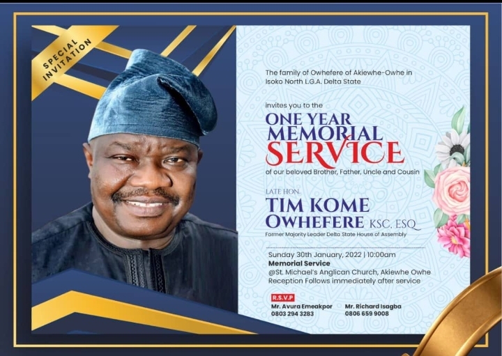 Family of late Tim Owhefere to hold one year memorial service in his honour