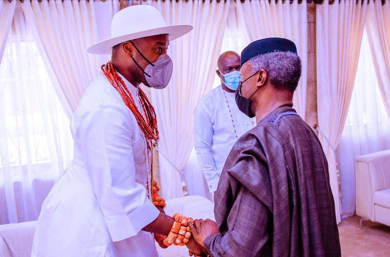 Singing, dancing as Osinbajo visits Olu of Warri, Ovie of Uvwie [VIDEO]